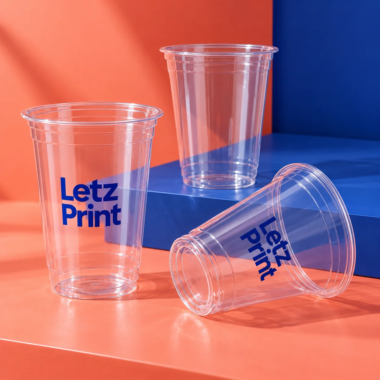 Custom Clear Plastic Cups — illustrative design mockup