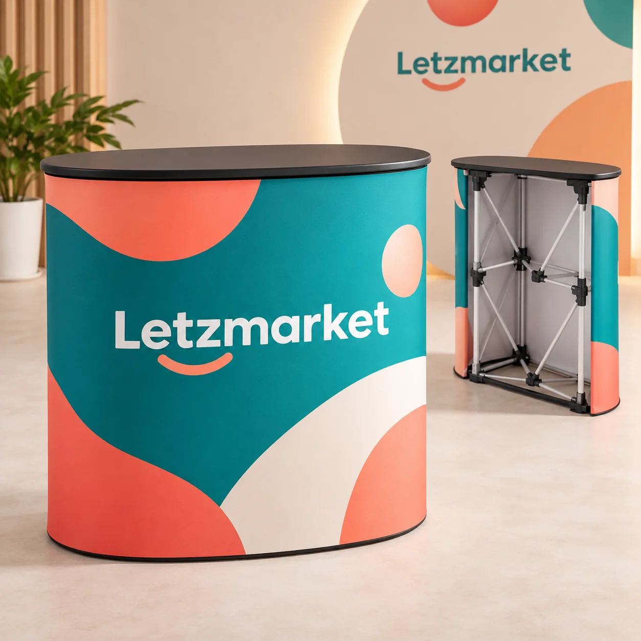 Fabric Pop-Up Counter Displays — illustrative design mockup