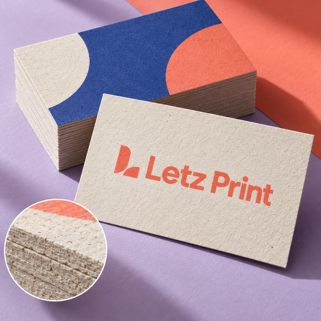 Natural Textured Business Cards — illustrative design mockup