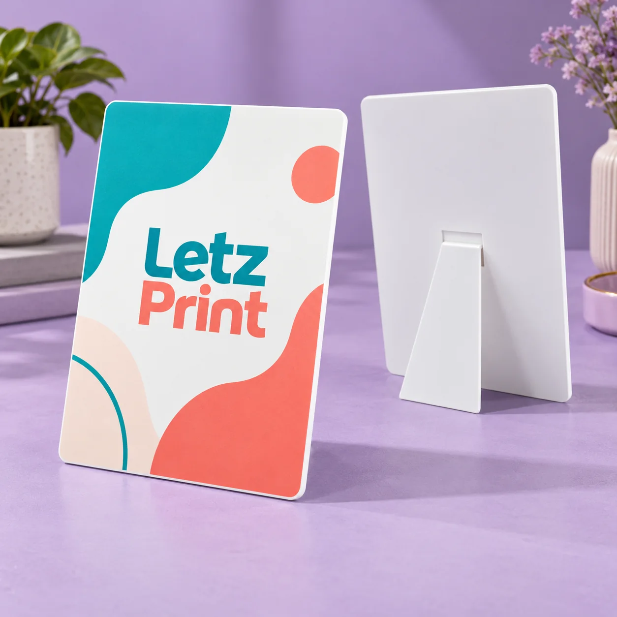 Plastic Tabletop Signs — illustrative design mockup