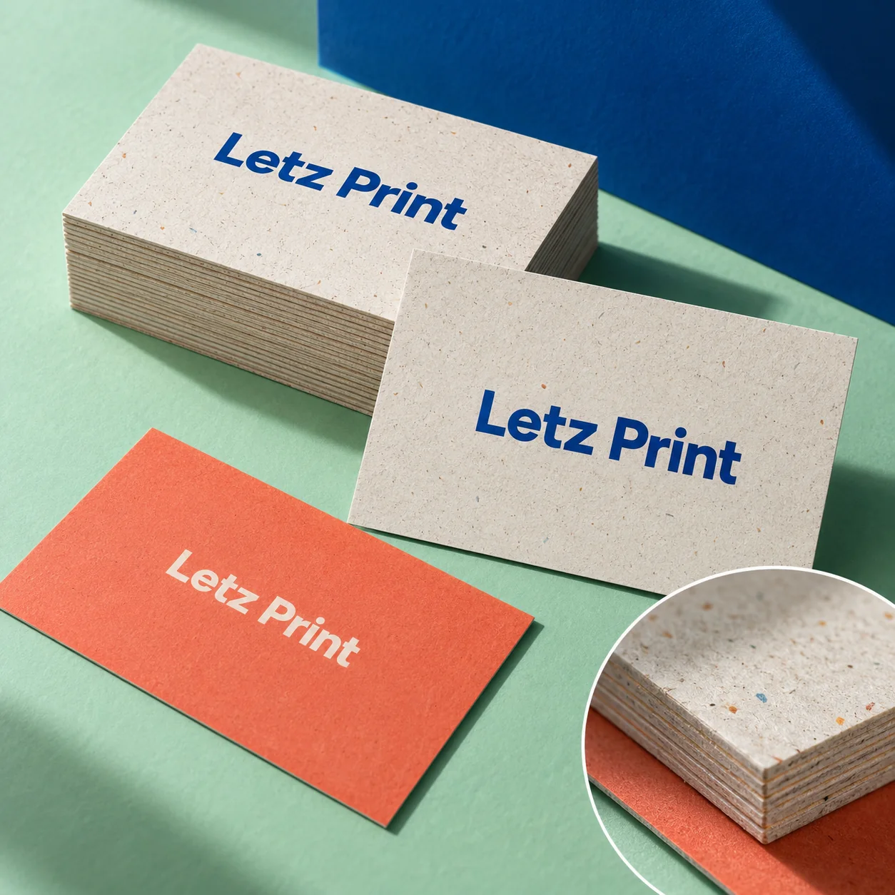 Recycled Matte Business Cards — illustrative design mockup